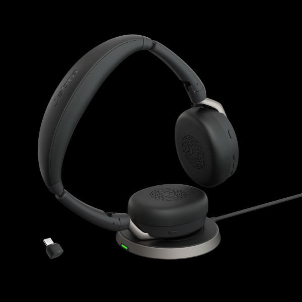 Jabra Evolve2 65 Flex UC Stereo Link380c con base de carga